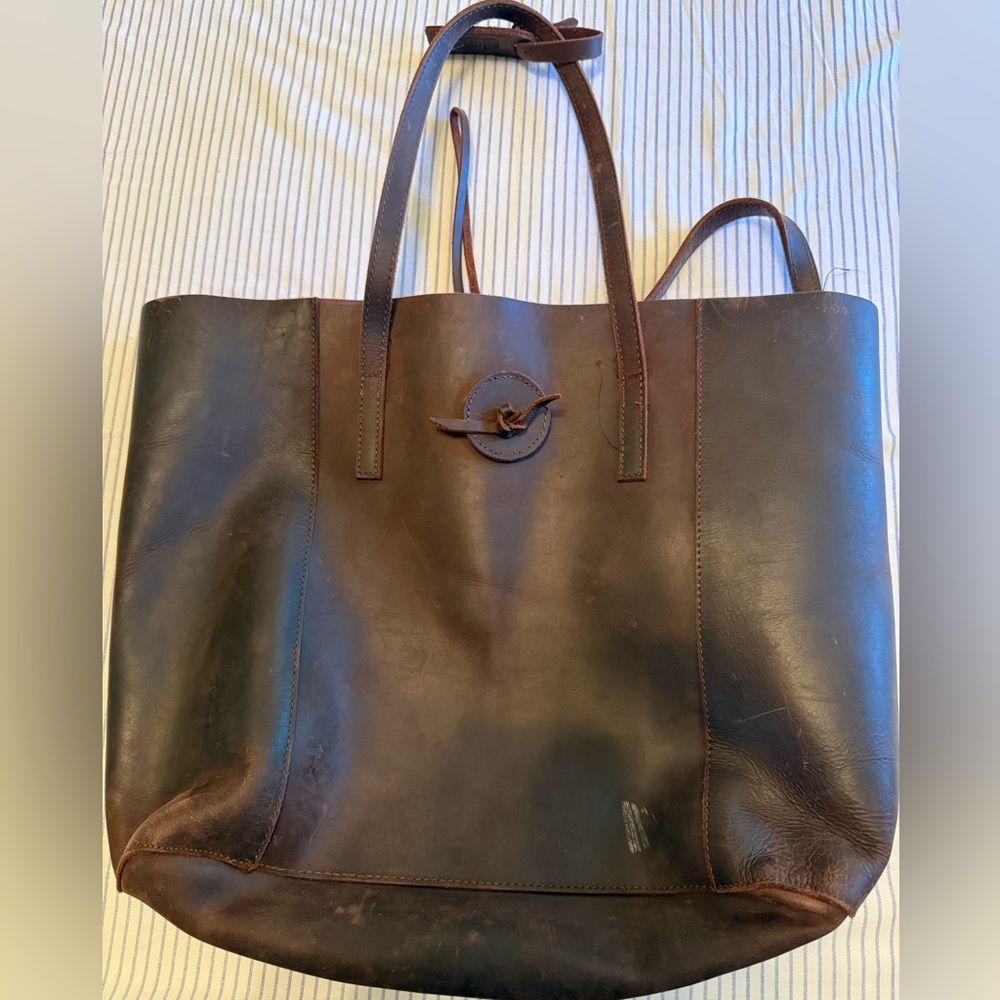 Baseballism Brown Leather Tote Bag, glove leather bag